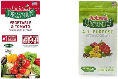 Jobe’s Organics 09026 Fertilizer, 4 lb & Jobe’s Organics 09526 Organic All Purpose Granular Fertilizer 4-4-4, 4 lb