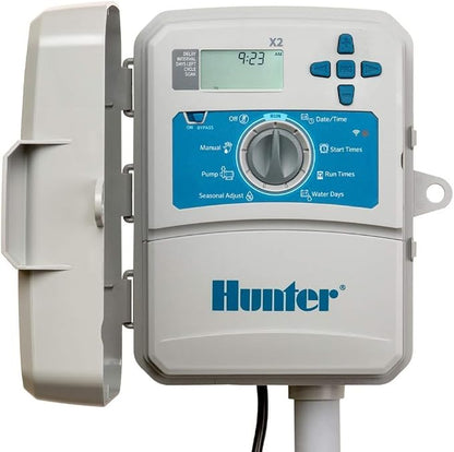 Hunter X2 4 Zone Sprinkler Controller,Outdoor Irrigation Timer for Lawn&Garden,Smart Watering with Weather-Based Scheduling & Cycle & Soak,Smart Controller Ready with Optional WiFi Module(Pack of 10)
