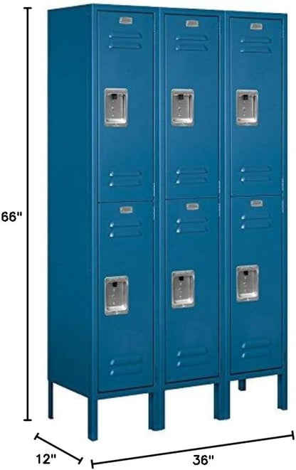 Salsbury Industries 62352BL-U Double Tier 36-Inch Wide 5-Feet High 12-Inch Deep Unassembled Standard Metal Locker, Blue