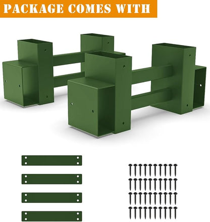 Outdoor Firewood Rack Brackets Kit for Fire Wood Pile Storage, Adjustable log stacking Stand Holder for 2x4 lumber, Green, Set of 2