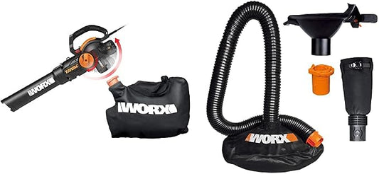 WORX WG512 Trivac 2.0 Electric 12-amp 3-in-1 Vacuum Blower/Mulcher/Vac with LeafPro Universal Leaf Collection System for All Major Blower/Vac Brands