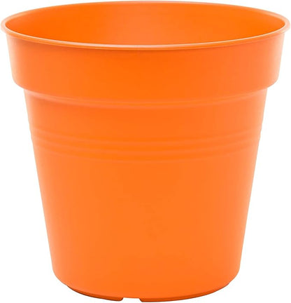 Mintra Garden Pots, 4 Pack Bulk Plastic Plant Pots with Drainage Tray, Round Indoor & Outdoor Decorative Planters with Drain Holes for Flowers, Herbs & Plants, 15cm Diameter – Orange, 5.9 in
