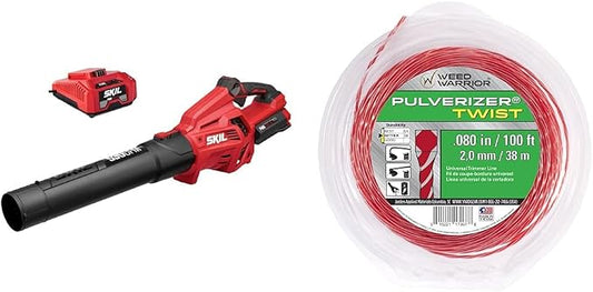SKIL PWR CORE 40 Brushless 40V 530 CFM Cordless Leaf Blower Kit, Variable Speed with Power Boost & Weed Warrior Pulverizer Twist Universal Trimmer Line, 0.080" Diameter x 100'