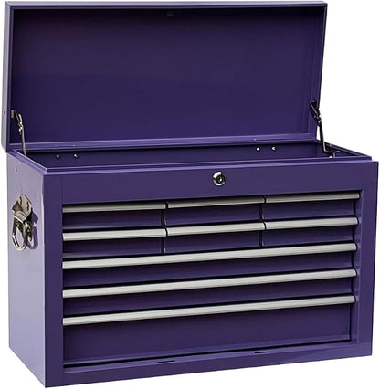 Workington Portable Metal Tool Chest with 9 Drawers, 24" 9-Drawer Tool Chest Cabinet with Ball Bearing Drawer Slides, Steel Tool Storage Box Organizer 4006 Purple