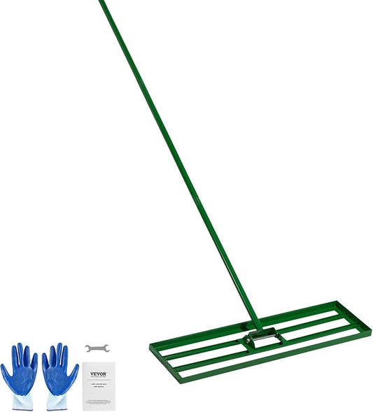 VEVOR Lawn Leveling Rake, 36"x10" Level Lawn Tool, Heavy-Duty Lawn Leveler with 78" Steel Extended Handle, Yard Leveling Rake Suit for Garden, Golf Lawn, Farm