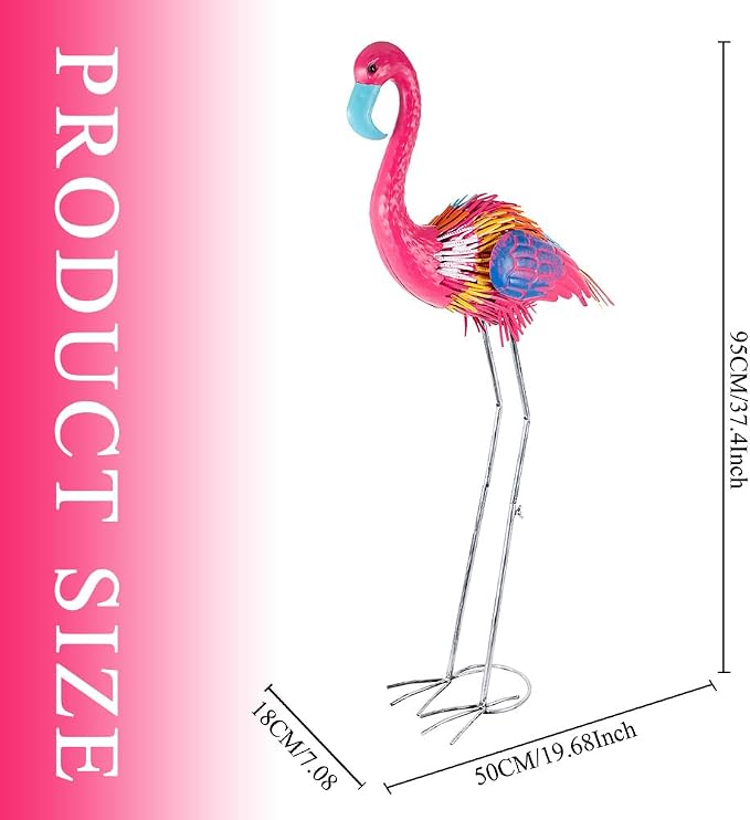 37" Flamingo Garden Statue,Metal Birds Garden Sculptures for Outside,Large Yard Art Outdoor Statue Lawn Ornaments for Home, Patio, Backyard Decor