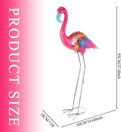 37" Flamingo Garden Statue,Metal Birds Garden Sculptures for Outside,Large Yard Art Outdoor Statue Lawn Ornaments for Home, Patio, Backyard Decor