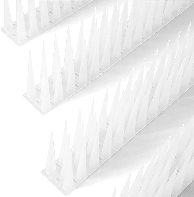 OFFO Bird Spikes Pigeon Outdoor Spikes for Cat Keep Birds Raccoon Woodpecker Away Covers 8 Feet(2.44m), Frosted White