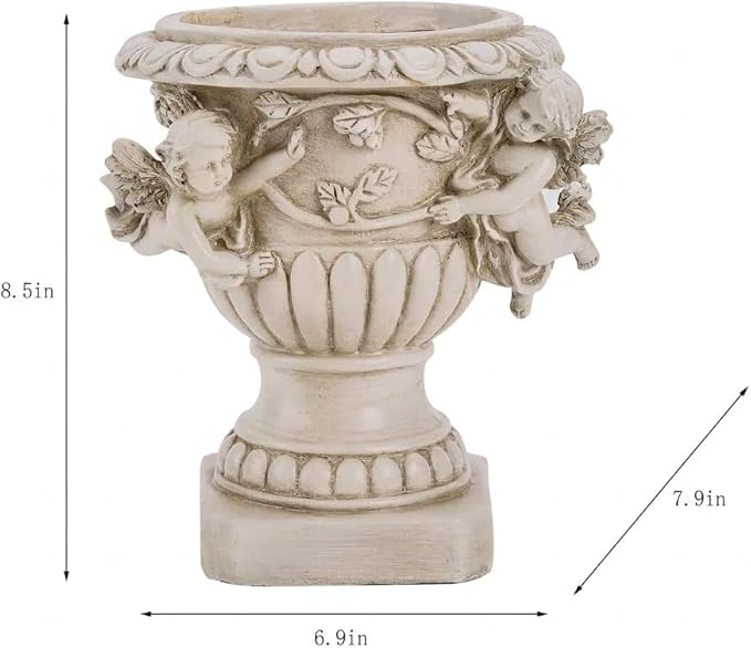 Cherub Angel Planters, Cherub Planter Flower Pots with Drain Hole for All House Plants, Patio Yard Decor, Polyresin, 8.46" H