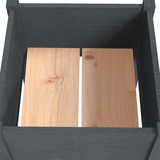 vidaXL Gray Solid Pinewood Garden Planter | 15.7"x15.7"x27.6" Durable Raised Bed for Outdoor Gardening | Weather-Resistant Wooden Flower Box with Spacious Design