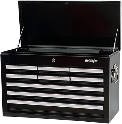 Workington Professional Industrial Portable Metal Tool Chest with 9 Drawers, 26" 9-Drawer Tool Chest Cabinet with Ball Bearing Drawer Slides, Steel Tool Storage Box Organizer 4016 Black