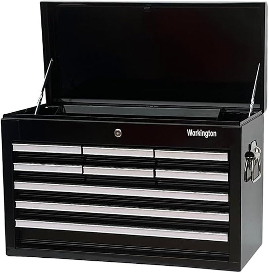 Workington Professional Industrial Portable Metal Tool Chest with 9 Drawers, 26" 9-Drawer Tool Chest Cabinet with Ball Bearing Drawer Slides, Steel Tool Storage Box Organizer 4016 Black