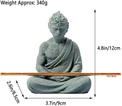 livelyfish Aquarium Sun Wukong Statue Monkey Kings Buddha Statues Zen Sandstone Figurines for Fish Tank Garden Aquarium Decor (A)