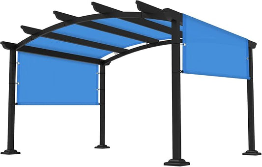 13' × 32' Pergola Shade Cover Universal Replacement Canopy Cover Outdoor Durable Fabric Sun Shade Cloth for Deck Patio Porch Backyard Gazebo with Grommets & Weighted Rods, Blue