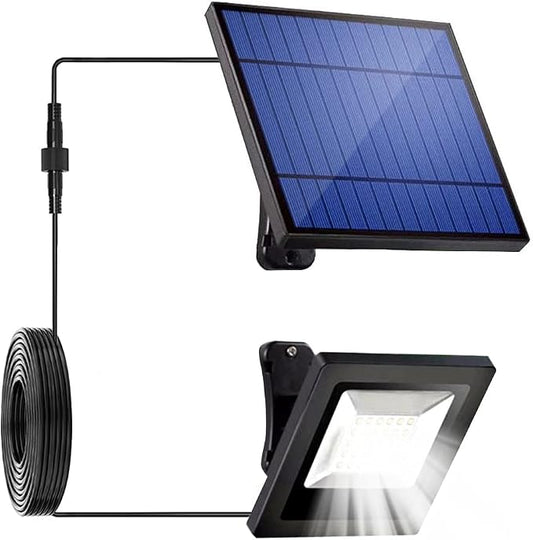 Solar Lights Dusk to Dawn 4400mAh Solar Powered Spotlight Outdoor Waterproof 6000K Wall Mounted Lighting with 16FT Cord for Patio, Flag Pole, Fence, White