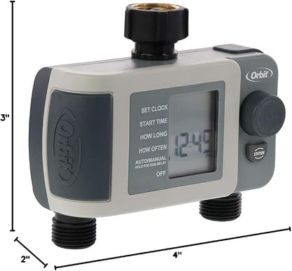 2-Outlet Programmable Hose Faucet Timer