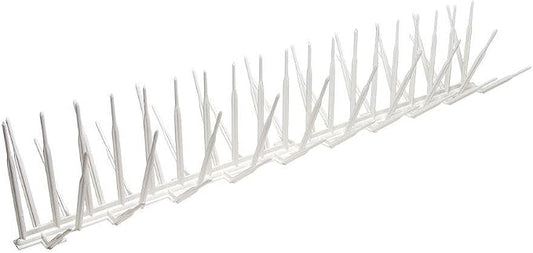 Bird B Gone - White Plastic Anti Bird Spikes (100') - Humane Deterrent - Stops Pigeons & Birds from Roosting - UV-Stabilized Polycarbonate - for Rooftops, Ledges, Fences, Etc - Made in USA