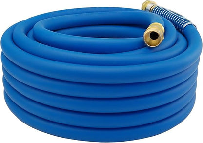 Guitrees 50FT 5/8 Heavy Duty Rubber Garden Hose - 200psi Working, 1000psi Burst - Hot/Cold Water - Five-Layered Braiding for Durability - Versatile for Gardening, Agriculture, Construction(Blue)