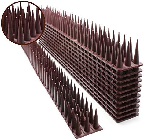 Defender Spikes for Bird, Cat, Pigeon and Small Animals 8pack- Protect Your Sofa, Garden, Outdoor Walls, Plastic Security Fence Spikes- Brown