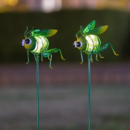 Viveta 2 Pack Garden Solar Lights, Solar Lights Stake | Decorative Solar Light with Cute Insect Figurines for Outdoor Pathway & Patio