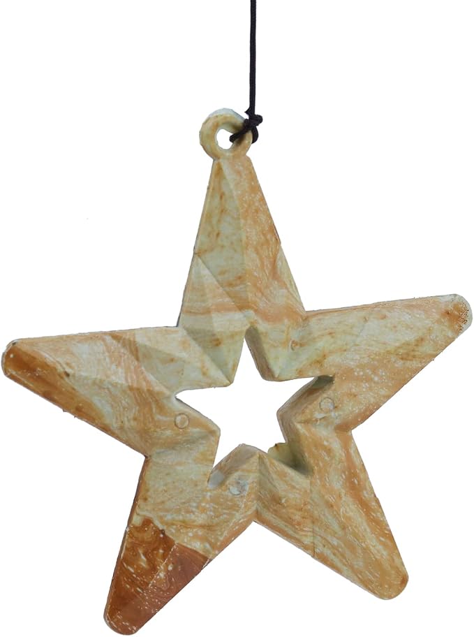 Star Wind Chimes for Outside with 5 Brzone Chime Bells, Rustic Wind Chime Hanging Decor for Garden Patio Yard