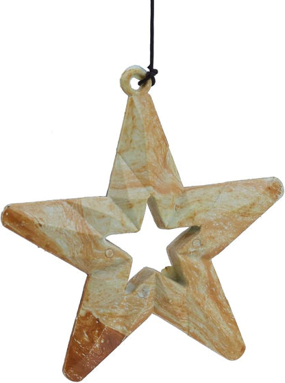 Star Wind Chimes for Outside with 5 Brzone Chime Bells, Rustic Wind Chime Hanging Decor for Garden Patio Yard
