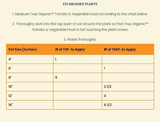 True Organic Tomato & Vegetable Food – Organic Fertilizer for Superior Harvests with 6% Calcium – 4lb Bag Covers 70 sq. ft.