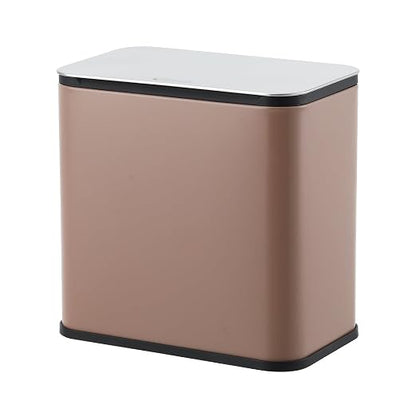 1.3 Gallon/5L Slim Stainless Steel Trash Can with Lid, Odor Control Charcoal Filter, Removable Bucket, Hanging/Wall Mounted/Standing Waste Bin for Kitchen, Bathroom, Bedroom, Office - Brown