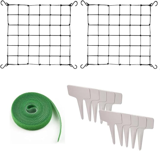 2 Pack Scrog net 4x4 FT Trellis Net for Grow Tent Elastic Net with 8 Hooks for Indoor Plant Growing Tents Garden Plant Climbing Plants Support Each Mesh 36 Cell 5.9" Mesh