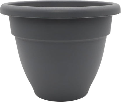 The HC Companies Caribbean Planter Pot - Outdoor & Indoor Plant Pot with Drainage Hole & Plug - Rolled Rim Plastic Pots for Plants & Flowers - Decorative Plant Pot (16" Warm Gray, Pack of 1)