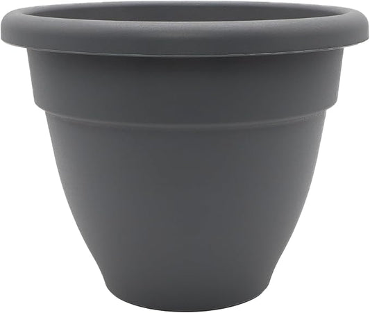 The HC Companies Caribbean Planter Pot - Outdoor & Indoor Plant Pot with Drainage Hole & Plug - Rolled Rim Plastic Pots for Plants & Flowers - Decorative Plant Pot (16" Warm Gray, Pack of 1)