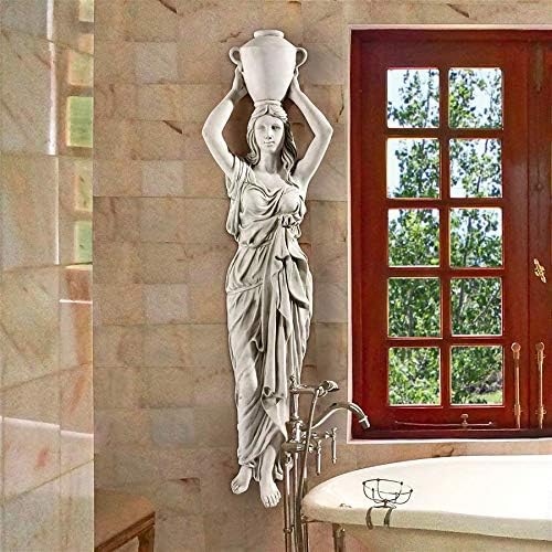 Design Toscano Dione the Divine Greek Water Woman Indoor/Outdoor Wall Frieze Sculpture, 61 inches tall, Cast Stone Resin, Antique Stone Finish