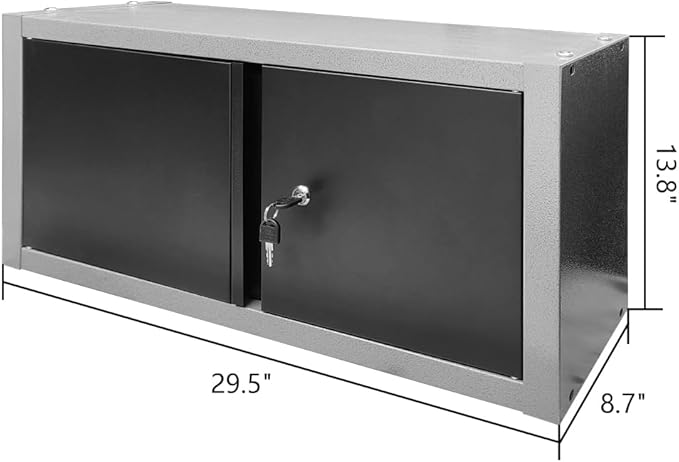 JZD Metal Wall Cabinet with Two Lockable Doors, Steel Wall Chest for Kitchen Warehouse Home Office Garage