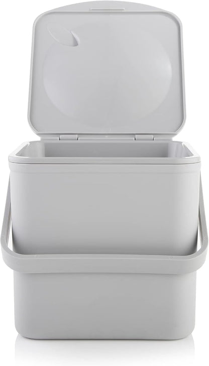 Minky Homecare Kitchen Compost Bin – Countertop Food Waste Caddy with Easy Wipe Clean Interior – Made in The UK - 3.5L (0.9 gal.) (Light Grey)