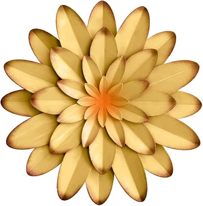 AHYS Metal Flowers Wall Decor Indoor Outdoor Metal Wall Art for Farmhouse Home Living Room Bedroom Bathroom Garden Decor – 12 Inch - Yellow