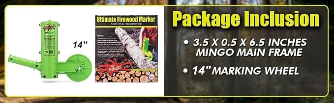 THE MINGO Ultimate Firewood Measuring Tool - Chainsaw Fire wood Marking Tool With Marking 14" Wheel - Log Paint Marker -Measuring Accessory For Chainsaw - Logging Accessory