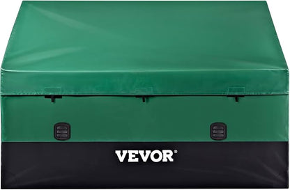 VEVOR Outdoor Storage Box, 230 Gallon Waterproof PE Tarpaulin Deck Box w/Galvanized Frame, All-Weather Protection & Portable, for Camping, Garden, Poolside, and Yard, Black & Green