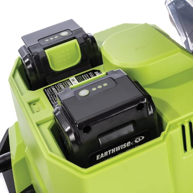 Earthwise Power Tools by ALM TC722011 11-Inch 2x20-Volt Lithium-Ion Cordless Electric Garden Tiller Cultivator, 2x20 Volt 4Ah Battery and Charger Included, Green