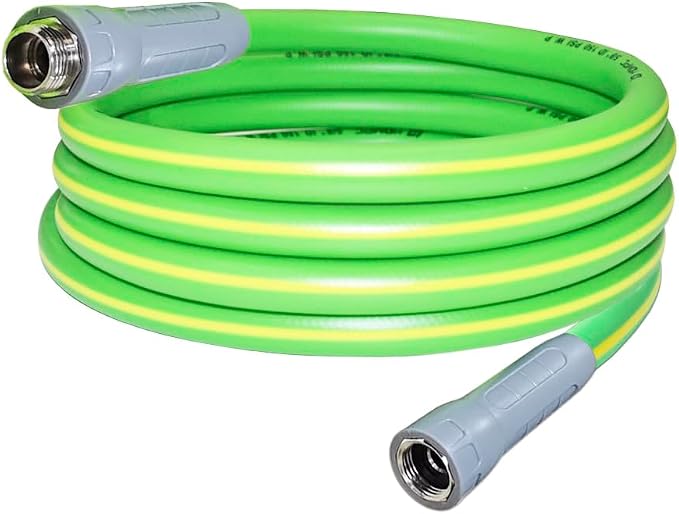 HQMPC Garden Hose 5/8"IDx30' Hose Durable PVC Non Kinking Heavy Water Hose with Brass Hose Fittings Hybrid Lightweight Hose (30 FEET) Light Green