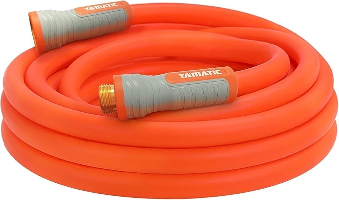 YAMATIC Flexible Garden Hose 5/8" x 30ft, 360° Swivel Handle, Burst 600 PSI | 30 Foot Heavy Duty Water Hose for All-weather, 3/4" Brass Connections for Leakproof, Lightweight Hose for Agriculture, Lawn