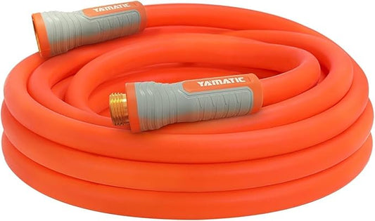 YAMATIC Flexible Garden Hose 5/8" x 30ft, 360° Swivel Handle, Burst 600 PSI | 30 Foot Heavy Duty Water Hose for All-weather, 3/4" Brass Connections for Leakproof, Lightweight Hose for Agriculture, Lawn