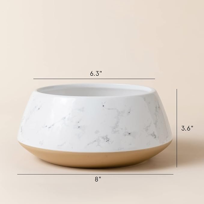 La Jolie Muse Large Succulent Planter Plant Pots, Ceramic Indoor Outdoor Garden Pot W/ Drainage for Plant Flower, 8 Inch, Splash Ink & Sandy Beige