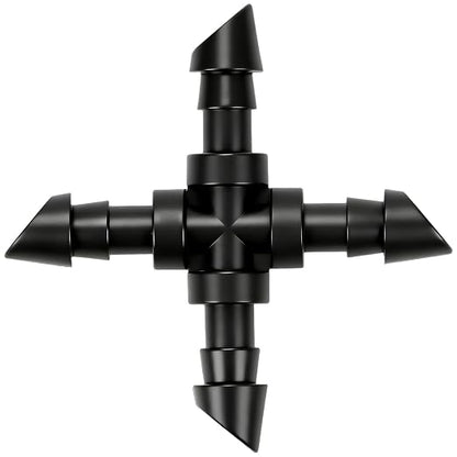 45 Pack 1/4" Drip Irrigation Cross Fittings, 1/4'' Dripline Barbed Cross Tee Connectors for 1/4 Inch Irrigation Tubing 4-way T Parts for Garden Drip Systems
