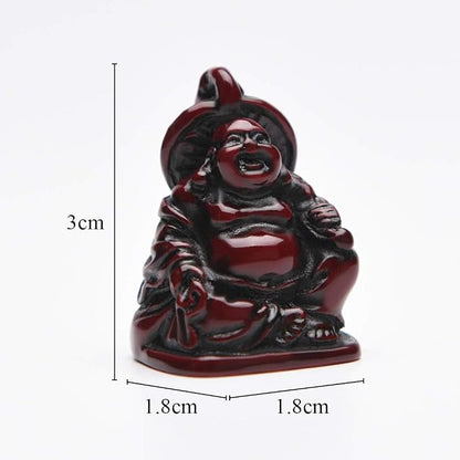 6Pcs 1'' Red Resin Laughing Buddha Figurines, Tabletop Lucky Decor | Mini Maitreya Buddha Statue, Flower Pot Statue, Home Office Desk Decor, Fengshui Collection Gift Ornaments