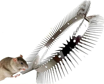 Animal Repeller Defender, Stainless Steel Sharp Blade Spikes Scarer Device,Deterrent Strips Fence for Pipes Acces and Climb (49.2 Feet)