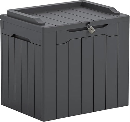 Greesum Outdoor Storage Box 31 Gallon Storage Box with Lid for Patio Furniture, Garden Tools, Pool Supplies, Waterproof and UV Resistant, Lockable, Dark Grey