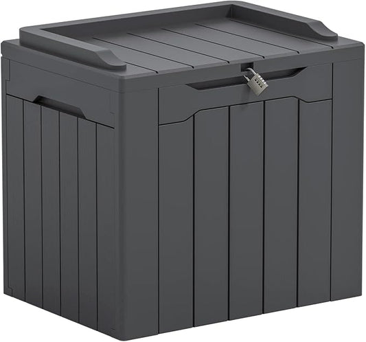 Greesum Outdoor Storage Box 31 Gallon Storage Box with Lid for Patio Furniture, Garden Tools, Pool Supplies, Waterproof and UV Resistant, Lockable, Dark Grey