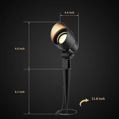 Low Voltage Spotlights 8PK 20W Halogen Floodlights 12V AC Outdoor Spot Lights Black Landscape Lighting Kit 145 Lumens 3000K with Spike Stake and Connector for Garden, Yard, Lawn