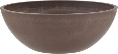 PSW Pot Collection M25C 10-inch Plastic/Stone/Wood Composite Low Bowl Planter – No Drainage Hole (Drillable), Shallow Indoor/Outer Pot for Succulents, Bonsai, Fairy Gardens, Herbs, Chocolate