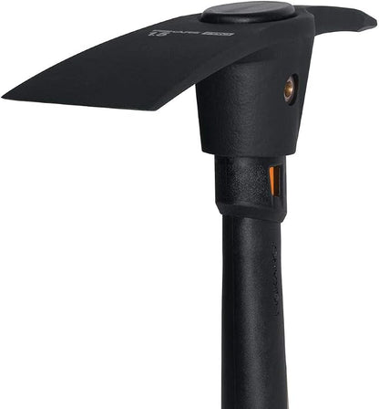 Fiskars 751220-1001 Pro IsoCore Pick/Mattock, 1.5 lb, Orange/Black & 384490-1002 Garden Scratch Tool Set with Shovel, Hand Rake and Spade for Weed Removal, Digging, Gardening, Black/Orange